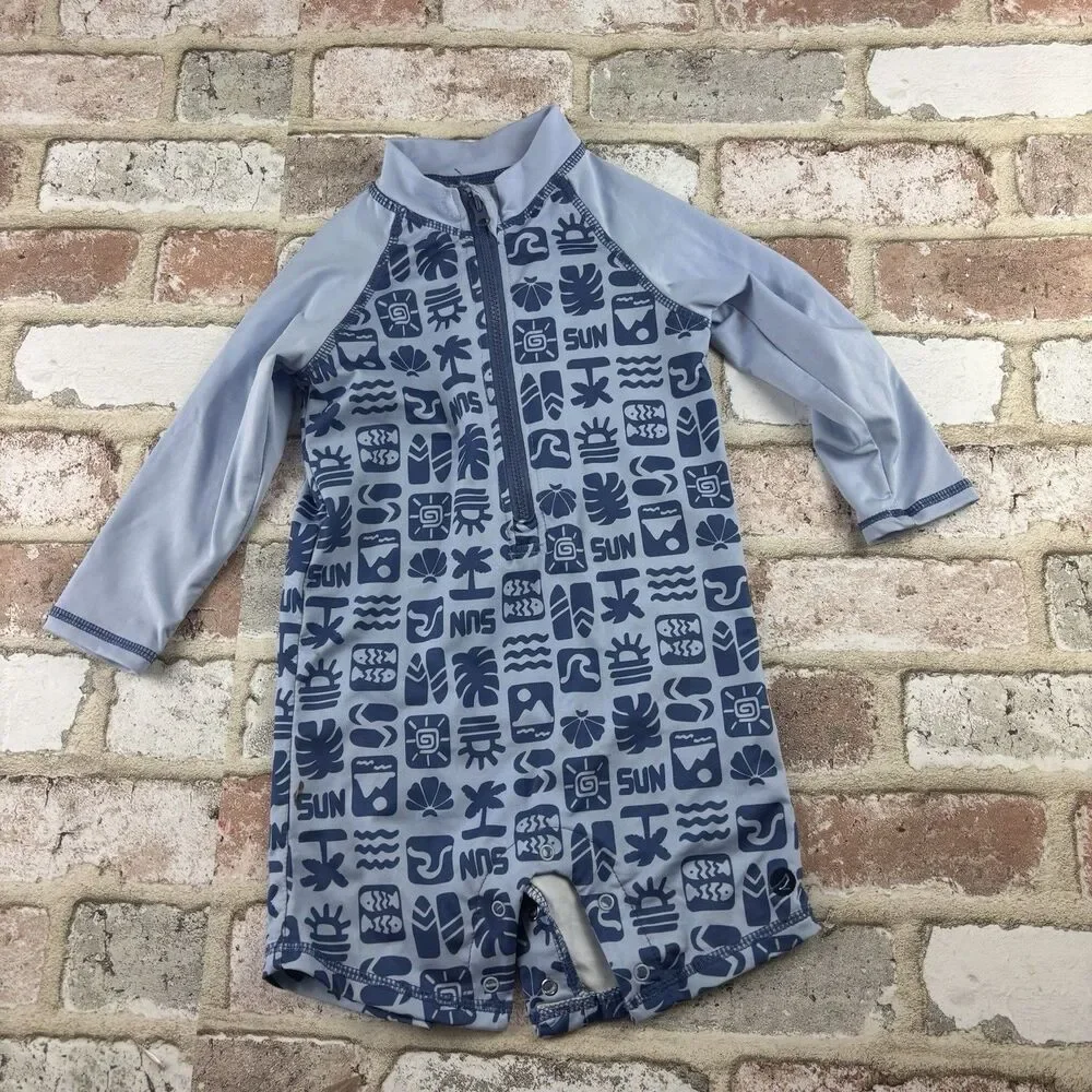 Sperry Baby Boys Rash guard Swimsuit Size 18M Blue Fish Sun Beach Lake Summer